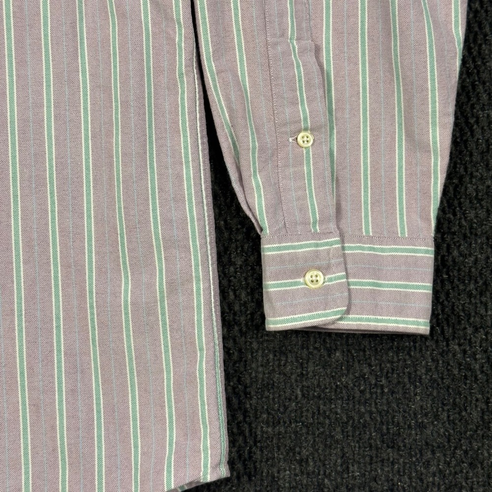 Vintage Polo Ralph Lauren Oxford Shirt Mens L Classic Fit Purple Green Striped - Picture 6 of 13